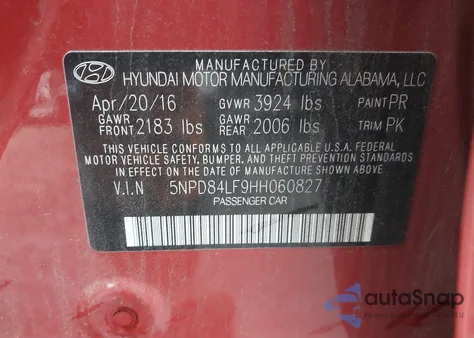 2017 Hyundai Elantra Limited z USA, uszkodzony, nr VIN 5NPD84LF9HH060827